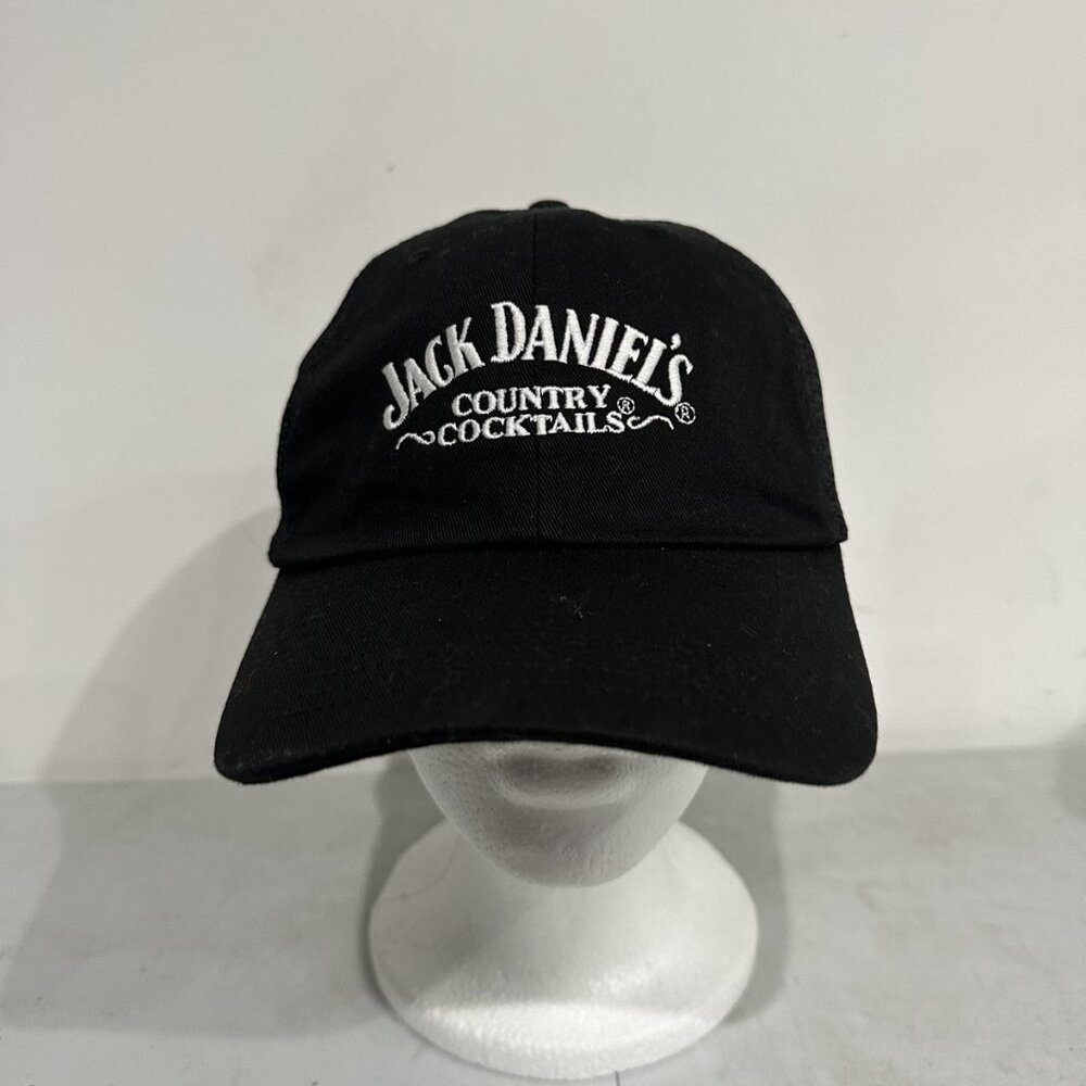 Jack‎ Daniel's Hat Cap Strap Back One Size Black Mesh Trucker Embroidered Mens